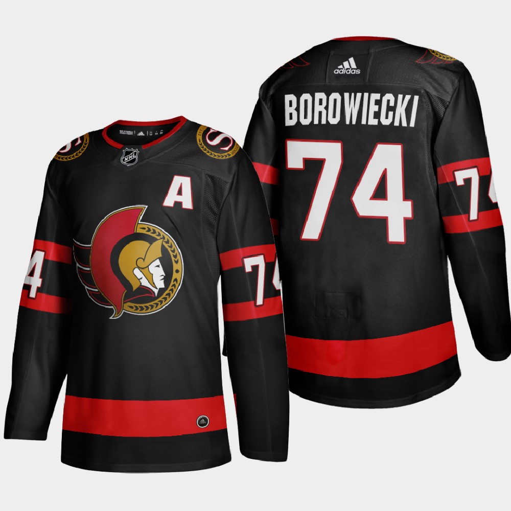Ottawa Senators #74 Mark Borowiecki Men Adidas 2020 Authentic Player Home Stitched NHL Jersey Black
